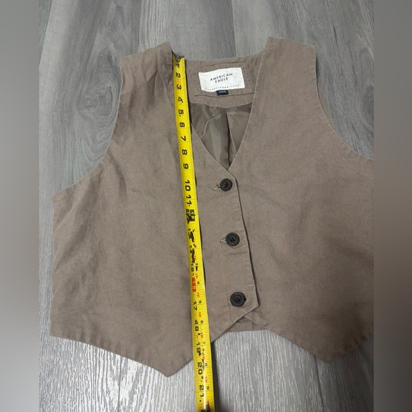 American Eagle Brown Button Front Vest Sleeveless Tailored Crop Top Women’s XL - Picture 9 of 9